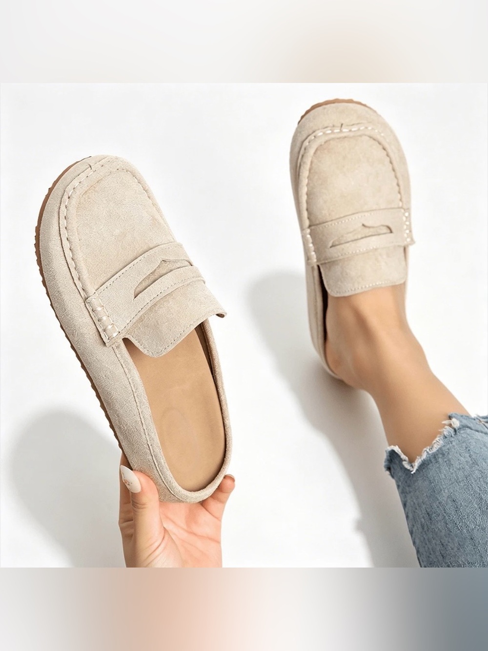 Women's BRAND NEW Faux Suede Penny Loafer Mule Clogs, Casual Backless Loafers - Picture 4 of 8